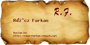 Rácz Farkas névjegykártya